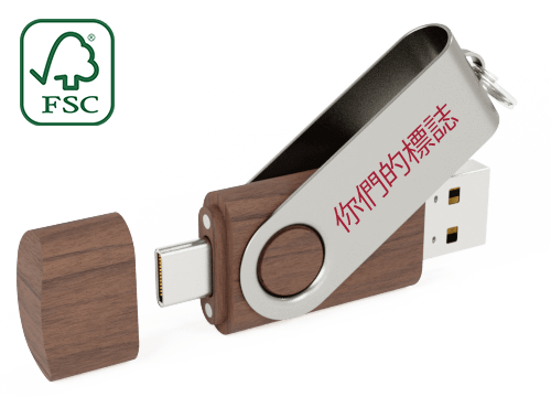 Twister Go Wood - 帶有USB-C連接器的定製USB